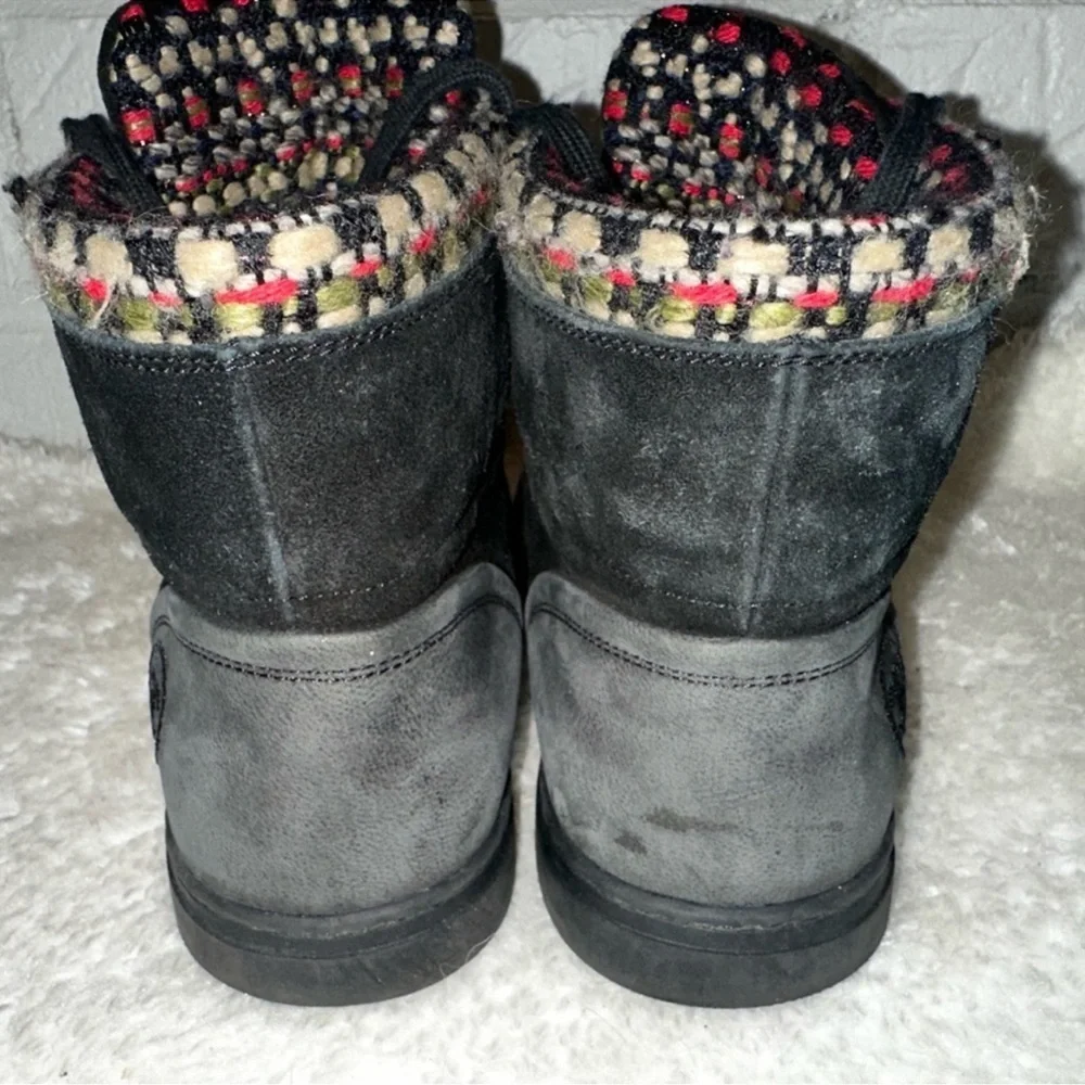 Chanel 15A Suede Leather Tweed High Top Black Sneakers Size 37
